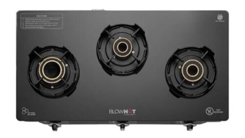 BLOWHOT Premium Design Emerald Heavy Tornado Brass 3 Burner Auto Ignition Gas Stove 