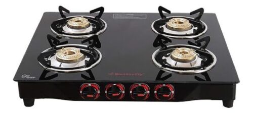 Butterfly Smart 4 Burner Glass Top Gas Stove