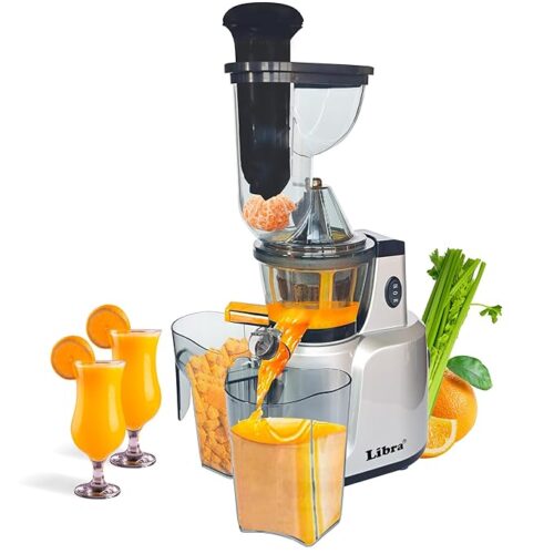 Libra Cold Press Juicer Machine, 48 RPM Whole Slow Juicer Cold Pressed Fruit Juicer