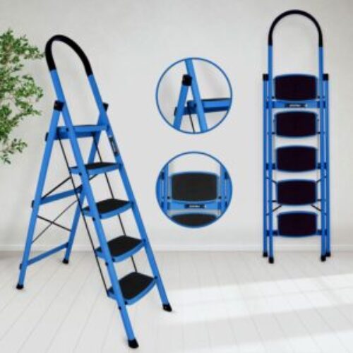 Plantex Ladder for Home - Premium Steel Foldable 5-Step Ladder