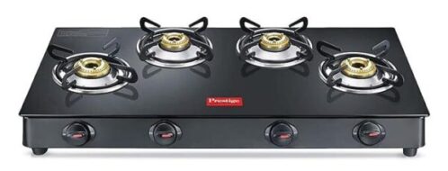 Prestige Magic plus Toughened Glass-Top(Long)4 Brass Burner LPG Gas Stove
